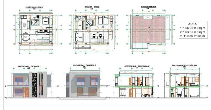 Ejemplo de planos arquitectonicos realizados por Arq. Andrea Ledesma
